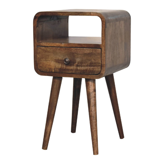 Mini Curve Open Bedside Cabinet - Wood Velvet