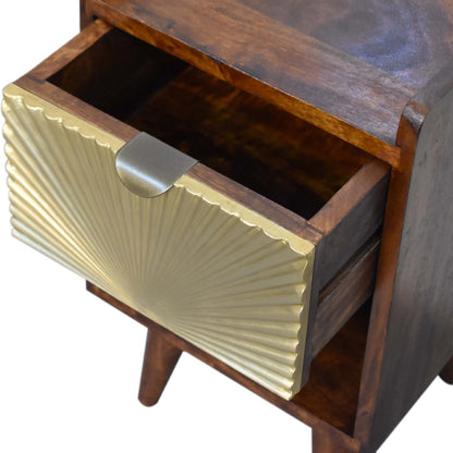 Mini Manila Gold 1 Drawer Bedside - Wood Velvet