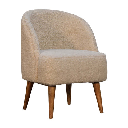 Cream Boucle Tub Chair - Wood Velvet