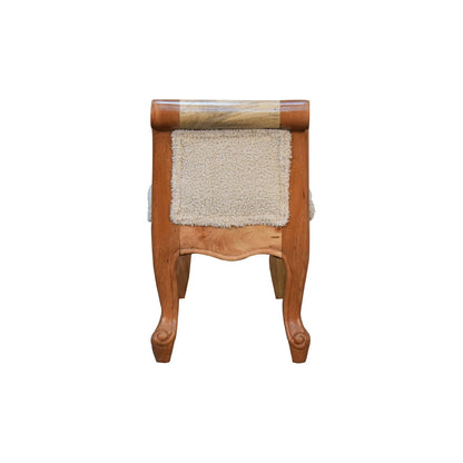 French Style Bench In Luxury Cream Boucle - Wood Velvet