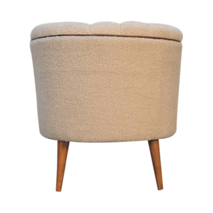 Boucle Cream Buffalo Hide Armchair - Wood Velvet