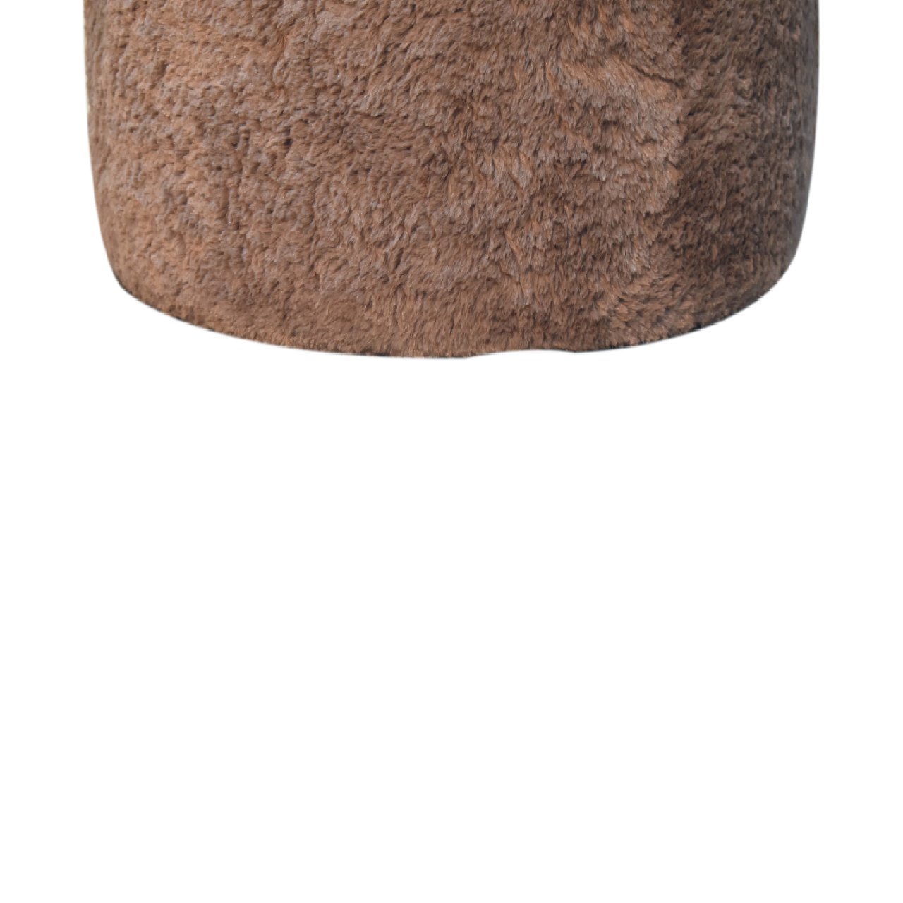 Round Footstool Mocha Faux Fur - Wood Velvet