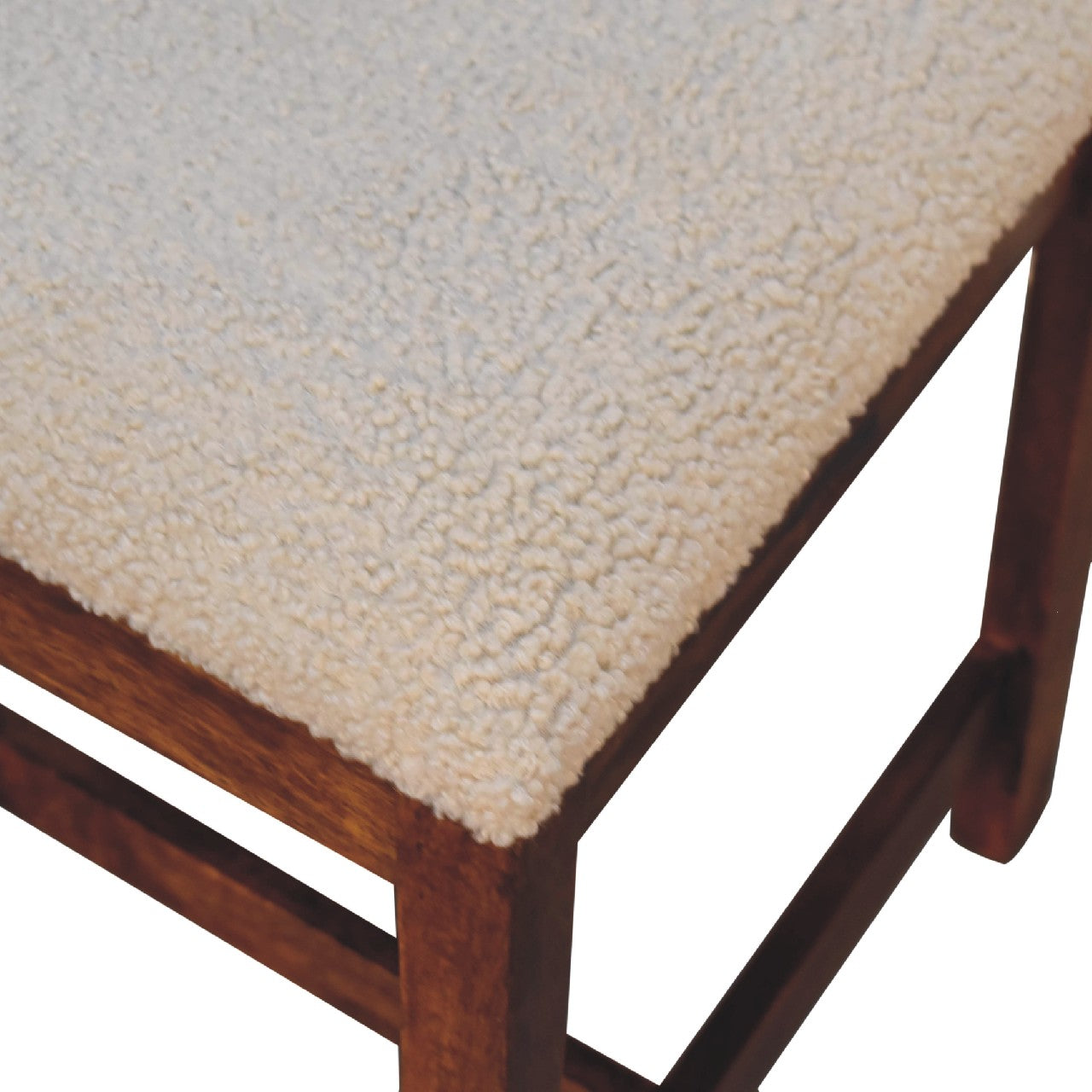 Solid Wood Rattan-back Chair In Cream Boucle | Hand Crafted Mango Wood | - Wood Velvet