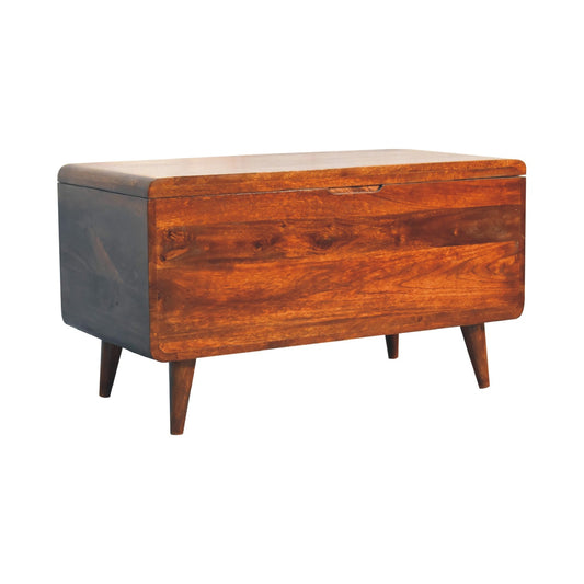 Curved Solid Wood Blanket Box In Chestnut Brown - Wood Velvet