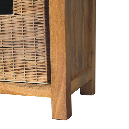 Rattan Basket Linen Bench Seat With Storage | Real Wood - Wood Velvet