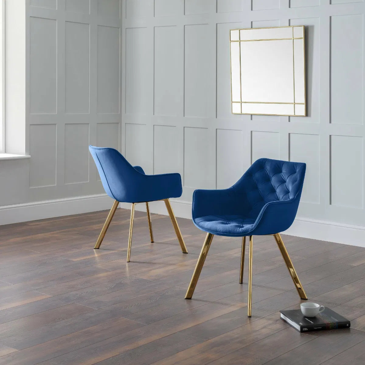 Lorenzo Dining Chairs In Luxo Blue Velvet | Set Of 2 | Julian Bowen - Wood Velvet