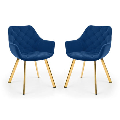 Lorenzo Dining Chairs In Luxo Blue Velvet | Set Of 2 | Julian Bowen - Wood Velvet