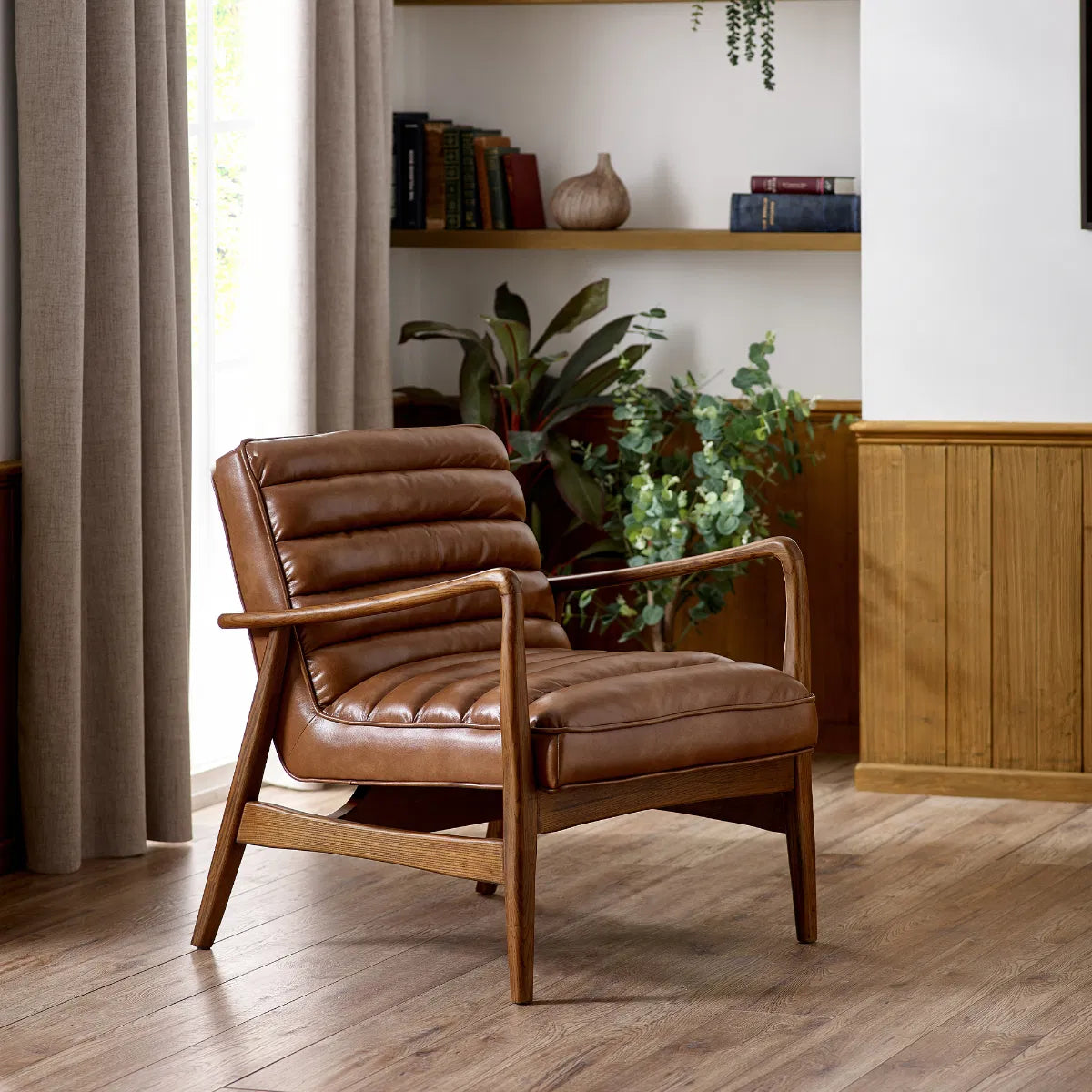 Julian Bowen Marshall Ribbed Accent Chair in brown