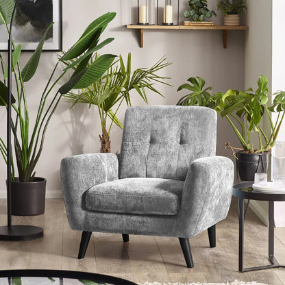 Compact Retro Chic Fabric Armchair In Grey | Monza | Julian Bowen - Wood Velvet