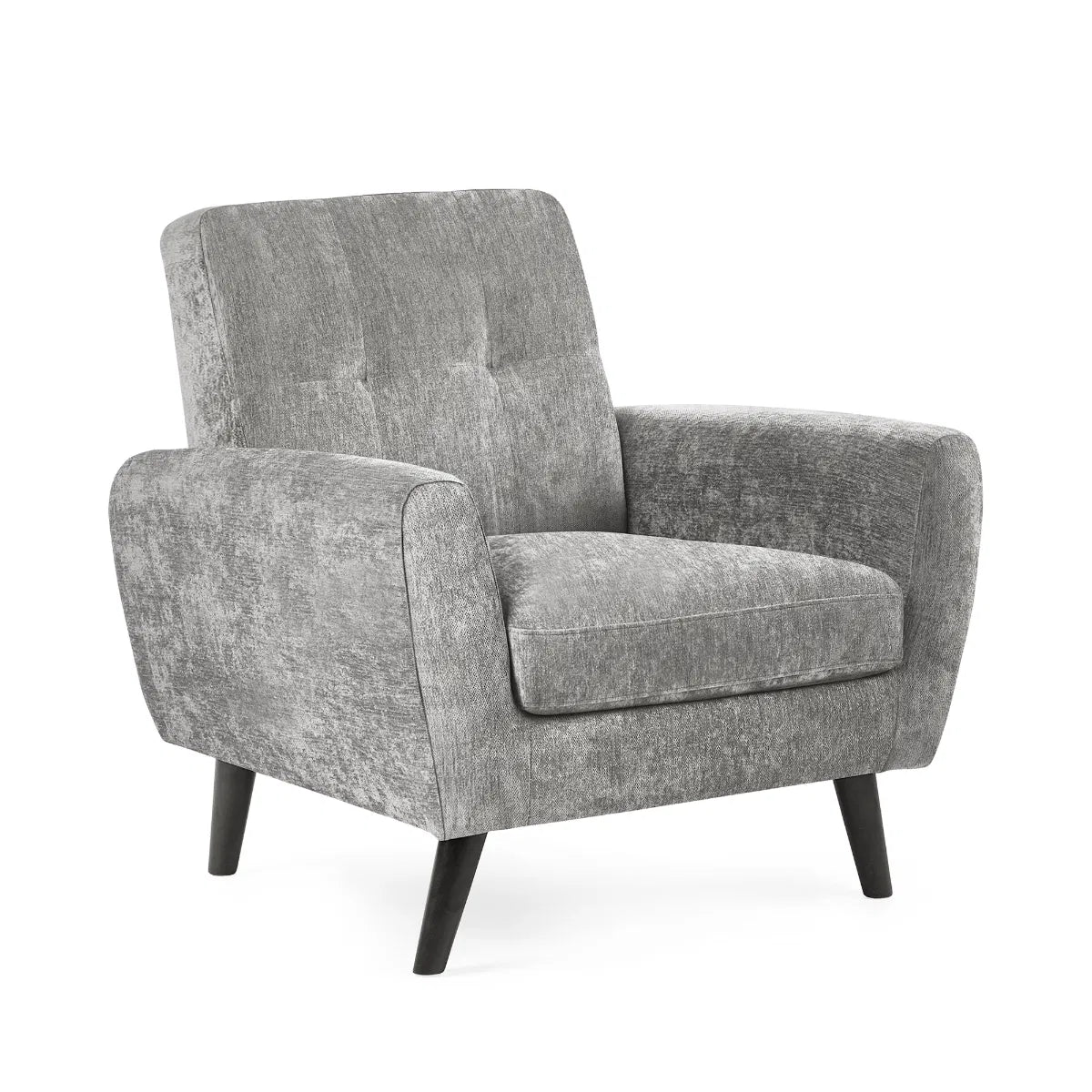 Compact Retro Chic Fabric Armchair In Grey | Monza | Julian Bowen - Wood Velvet