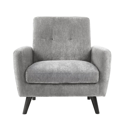Compact Retro Chic Fabric Armchair In Grey | Monza | Julian Bowen - Wood Velvet