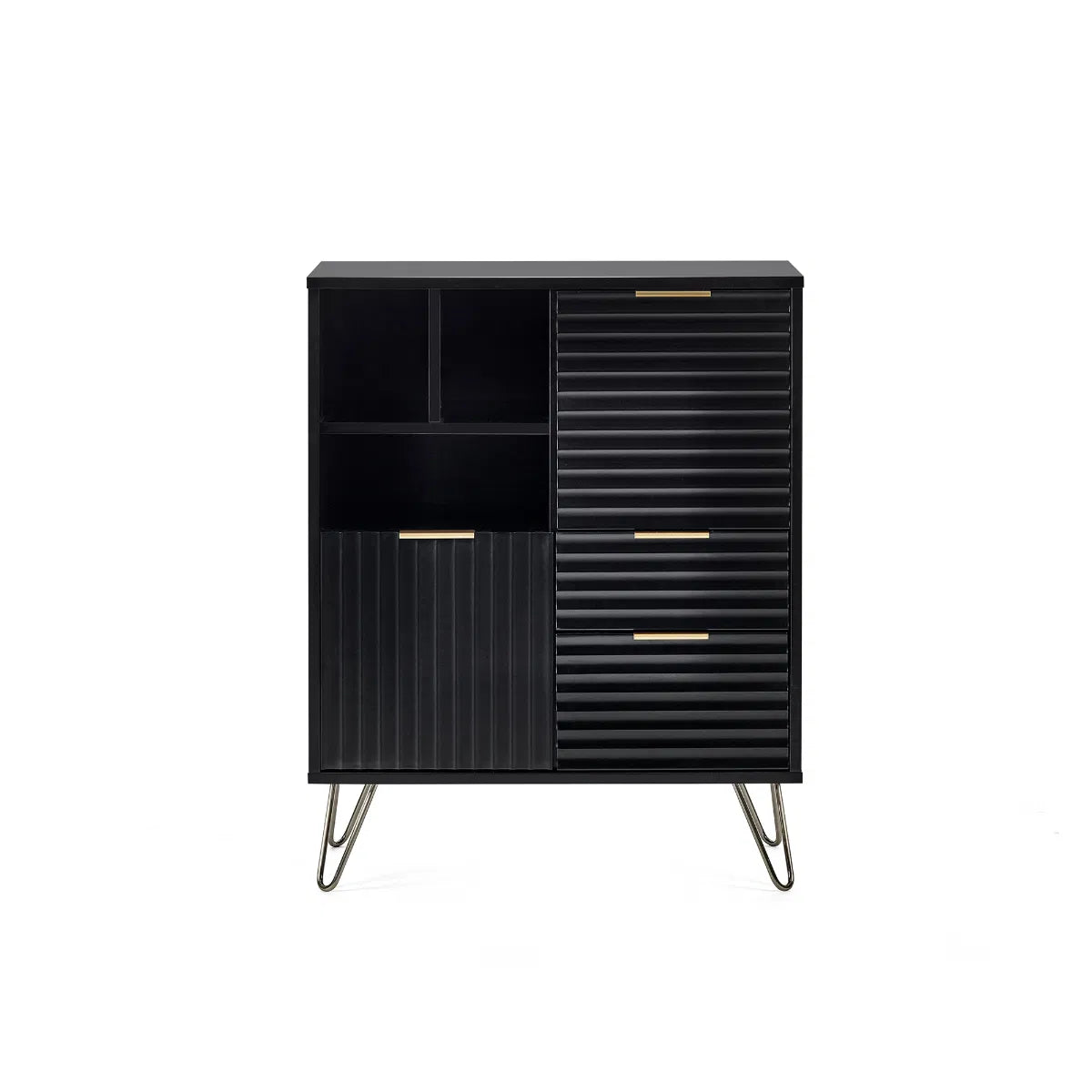 2 Door 2 Drawer Sculptured Sideboard In Matt Black | Murano | Julian Bowen - Wood Velvet