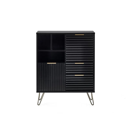 2 Door 2 Drawer Sculptured Sideboard In Matt Black | Murano | Julian Bowen - Wood Velvet