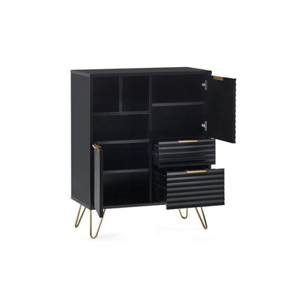 2 Door 2 Drawer Sculptured Sideboard In Matt Black | Murano | Julian Bowen - Wood Velvet