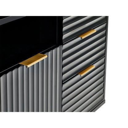 2 Door 2 Drawer Sculptured Sideboard In Matt Black | Murano | Julian Bowen - Wood Velvet