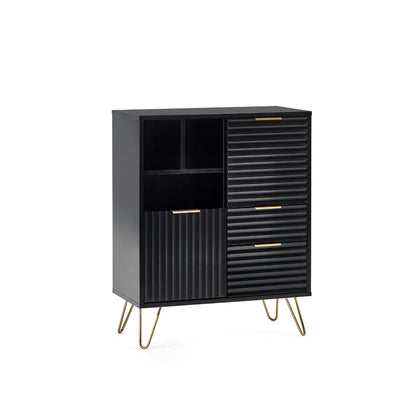 2 Door 2 Drawer Sculptured Sideboard In Matt Black | Murano | Julian Bowen - Wood Velvet