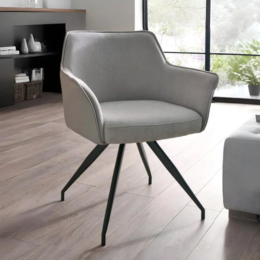 Soft Ivory Chenille & Faux Leather Dining Chair | Noah | Julian Bowen