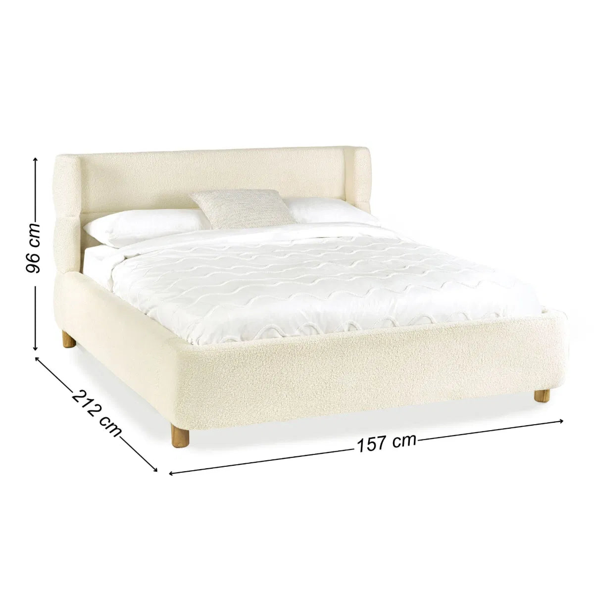 Julian Bowen Oberon Cream Bouclé Bed Frame | Double | King-size - Wood Velvet