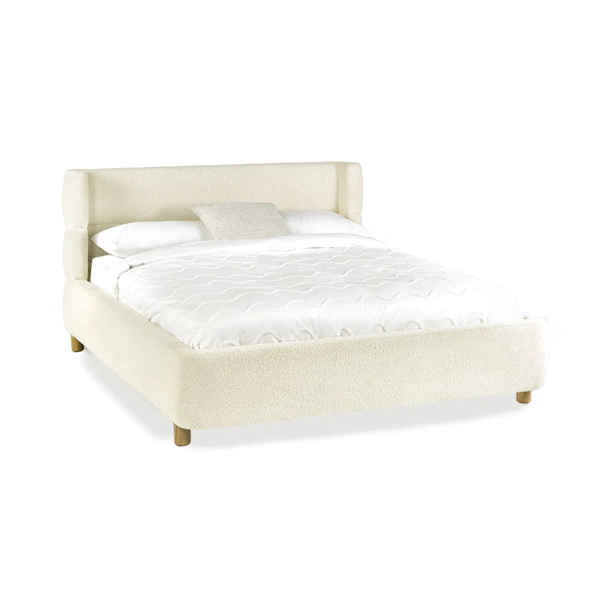 Julian Bowen Oberon Cream Bouclé Bed Frame | Double | King-size - Wood Velvet