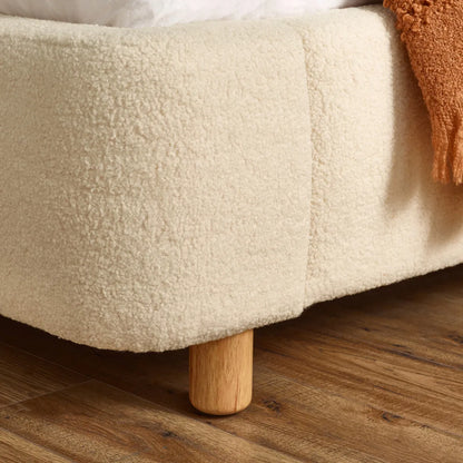 Julian Bowen Oberon Cream Bouclé Bed Frame | Double | King-size - Wood Velvet