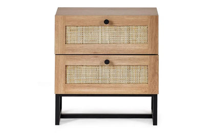 Julian Bowen Padstow 2 Drawer Rattan Bedside Cabinet