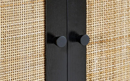 Julian Bowen Padstow Rattan Double Wardrobe In Black