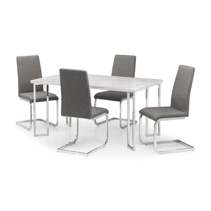Roma Cantilever Dining Chairs In Slate Grey Linen | Set Of 2 | Julian Bowen