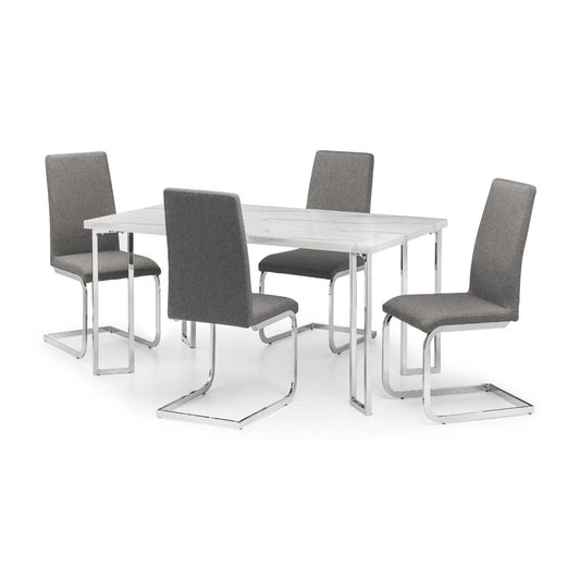 Roma Cantilever Dining Chairs In Slate Grey Linen | Set Of 2 | Julian Bowen