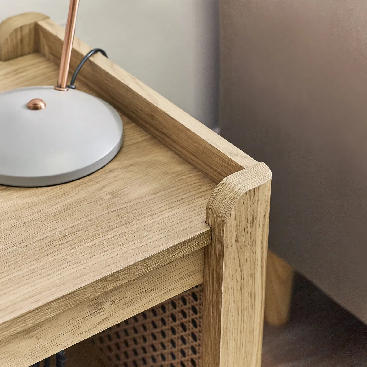 Julian Bowen Bohemian Lamp Table With Removable Shelf In Rattan Effect | Sydney Range | Wood Velvet