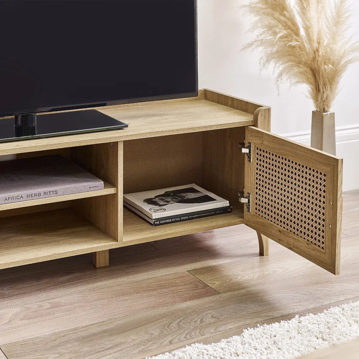 Julian Bowen Bohemian Media Unit In Rattan Effect | Sydney Range | Wood Velvet