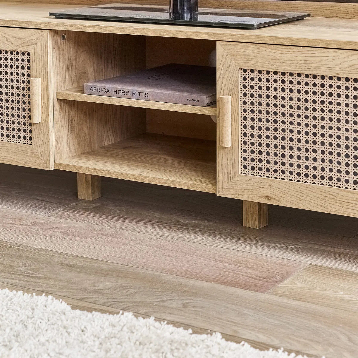 Julian Bowen Bohemian Media Unit In Rattan Effect | Sydney Range | Wood Velvet