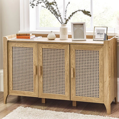 Julian Bowen Bohemian 3 Door Sideboard In Rattan Effect | Sydney Range | Wood Velvet