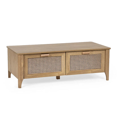 Julian Bowen Bohemian 2 Drawer Coffee Table In Rattan Effect | Sydney Range | Wood Velvet