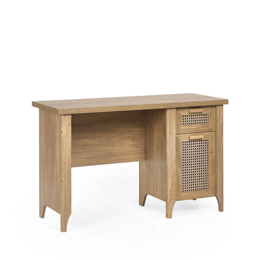 Julian Bowen Bohemian Office Desk/Dressing Table In Rattan Effect | Sydney Range | Wood Velvet
