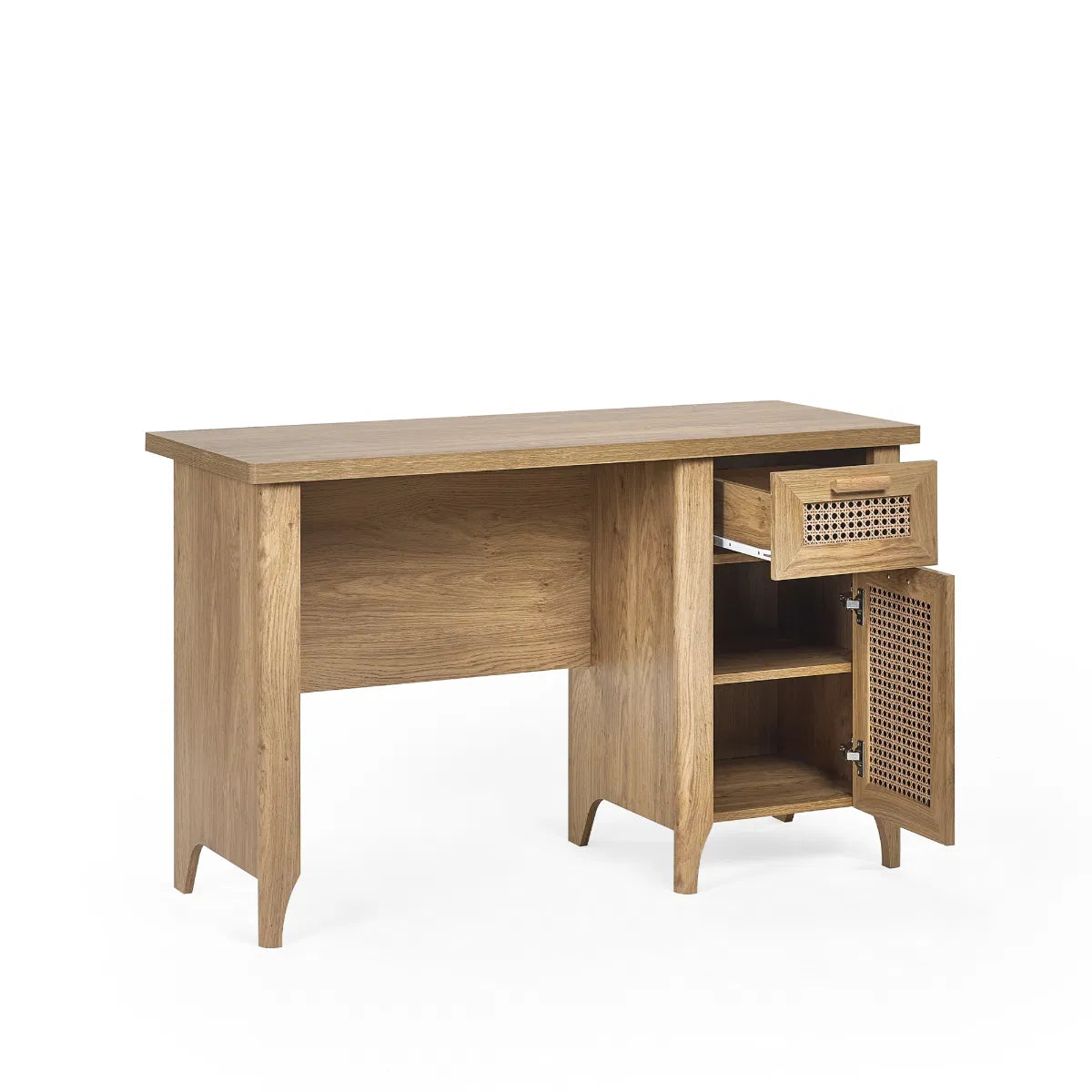 Julian Bowen Bohemian Office Desk/Dressing Table In Rattan Effect | Sydney Range | Wood Velvet