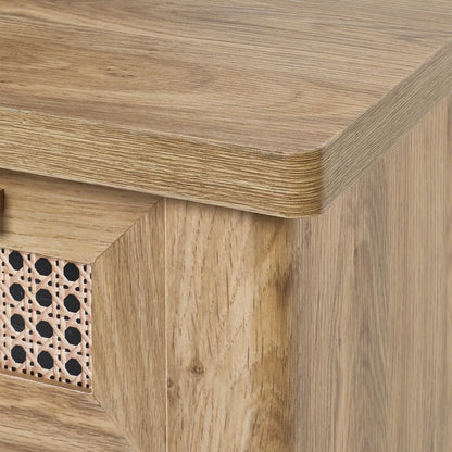 Julian Bowen Bohemian Office Desk/Dressing Table In Rattan Effect | Sydney Range | Wood Velvet