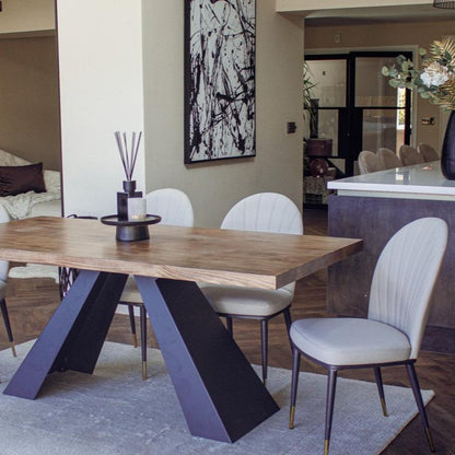 Akira Wooden Dining Table with Matte Black Legs