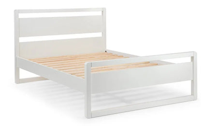 Solid Minimalist Bedframe In White | Venice Double | Julian Bowen - Wood Velvet