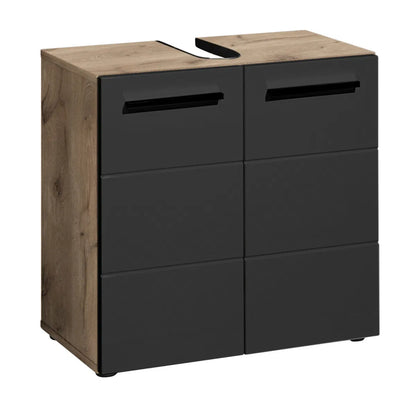 Matte Black & Oak Under Sink Cabinet | Vista Range | Julian Bowen