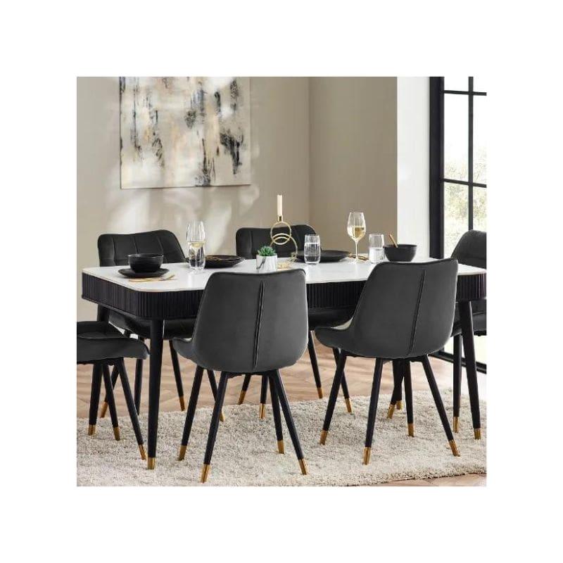 Saint Louis Fluted Stone Top Dining Table - Wood Velvet