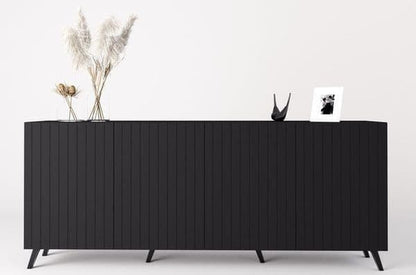 Atlantis Matte Black Wide 4 Door Sideboard - Wood Velvet