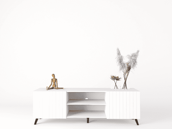 Atlantis Matte White Large TV Cabinet - Wood Velvet