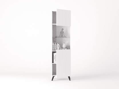 Atlantis Matte White Tall Display Cabinet - Wood Velvet