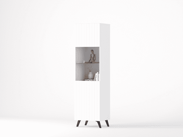 Atlantis Matte White Tall Display Cabinet - Wood Velvet