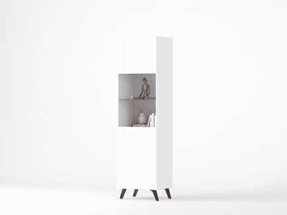 Atlantis Matte White Tall Display Cabinet - Wood Velvet