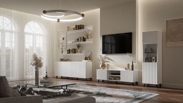 Atlantis Matte White Tall Display Cabinet - Wood Velvet