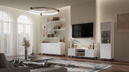 Atlantis Matte White Tall Display Cabinet - Wood Velvet