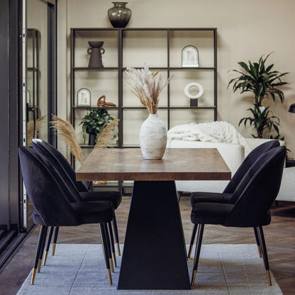 Akira Wooden Dining Table with Matte Black Legs