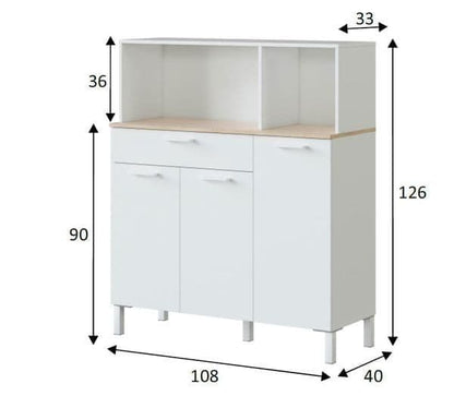 Denby White And Oak 3 Door Utility Kitchen Cupboard - Wood Velvet