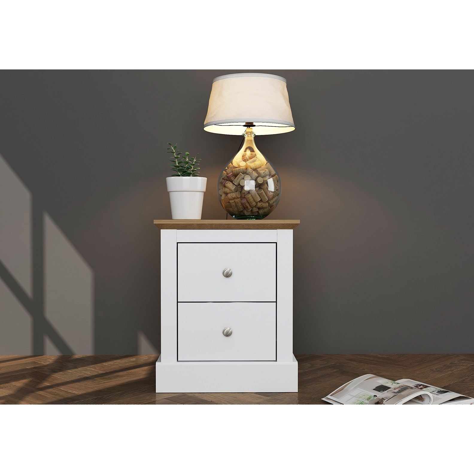 Devonshire Bedside Cabinet - Wood Velvet